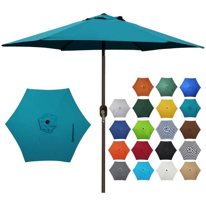 Blissun 7.5 ft Patio Umbrella, Yard Umbrella, Outdoor Market Umbrella with Push Button Tilt Crank (Cerulean) - Image 1